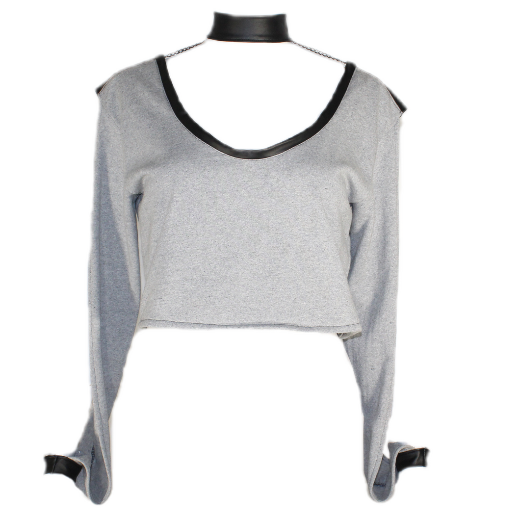 Open Sleeve Crop Sweatshirt