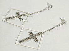 Load image into Gallery viewer, Square Bottom Cross Earrings (2 Colors)
